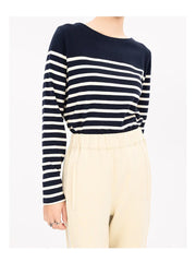 Long Sleeve Striped Combed Cotton T-Shirt for
