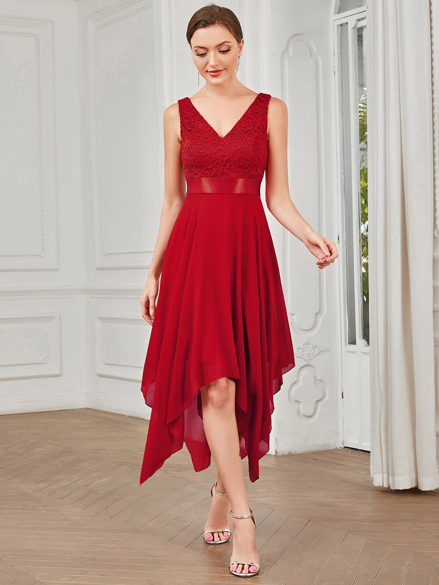 Bestsellers V Neck Lace Chiffon Prom Dresses For Wholesale