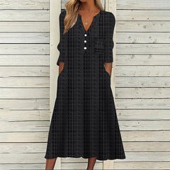 Elegant Chic V-Neck Office Lady Pockets Dresses