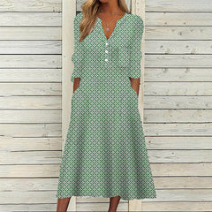Elegant Chic V-Neck Office Lady Pockets Dresses