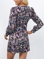 Elegant Long Sleeve Printed Dress