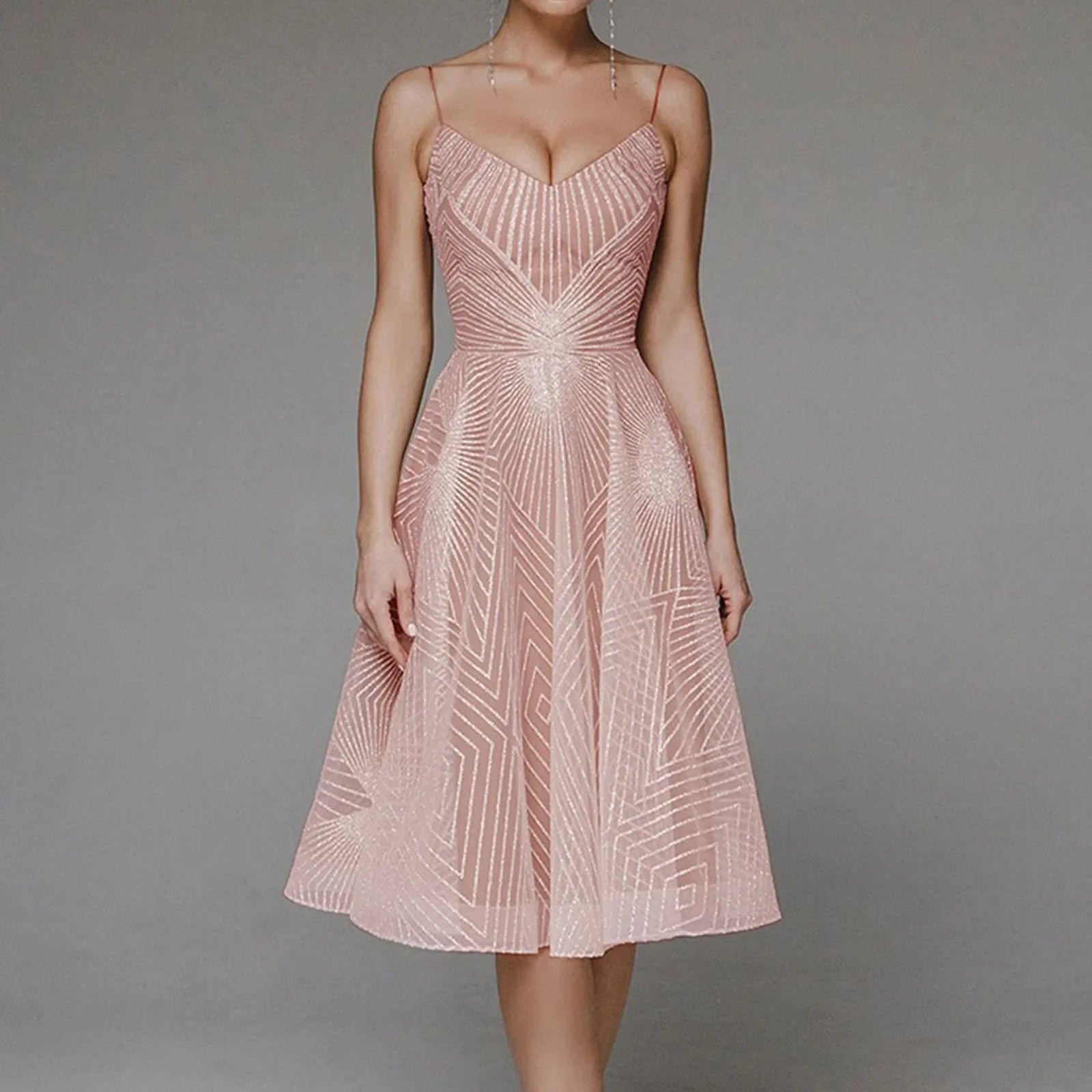 Elegant Luxury Long Formal Party Midi Dress