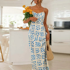 New  Backless High Waist Strap Maxi Dress
