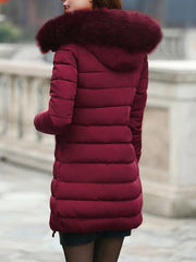 Fur Collar Hoodie Long Winter Coat