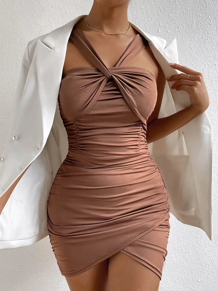 Tight Bodycon Evening Club Dress Summer Deep V Cut Out Dresses