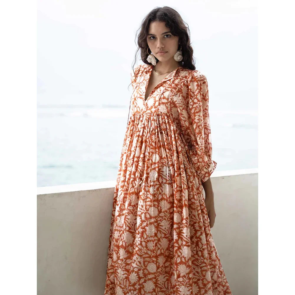 Comfortable Walking Beachwear Floral Elegant Boho Dress