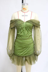 Fashion  Off Shoulder Vintage Perspective Dress