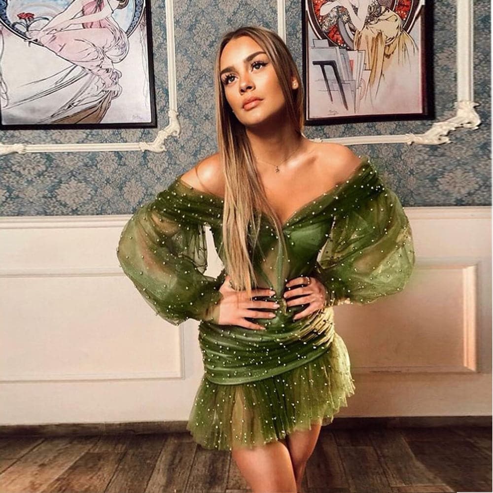 Fashion  Off Shoulder Vintage Perspective Dress