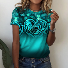 Fashion Blouse  Tops for Woman 3D Rose Printing Short