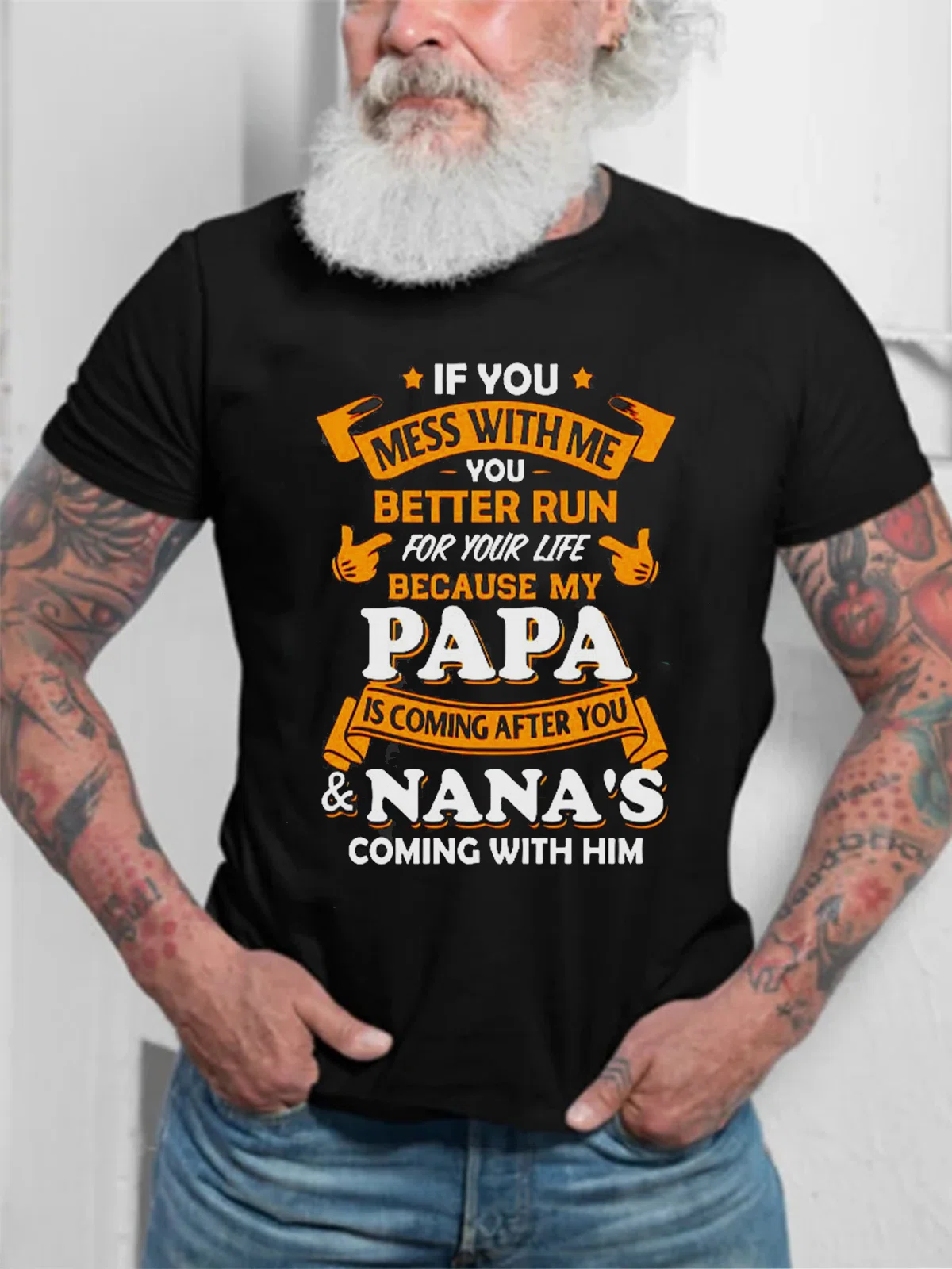 Father's Day "PAPA" Letter Print Men's Casual Short Sleeve Family Macthing Outfit T-Shirts