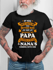 Father's Day "PAPA" Letter Print Men's Casual Short Sleeve Family Macthing Outfit T-Shirts