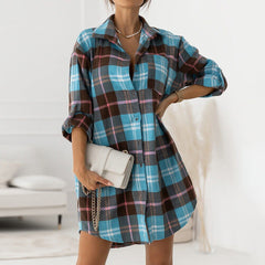 Retro Casual Plaid Blouse