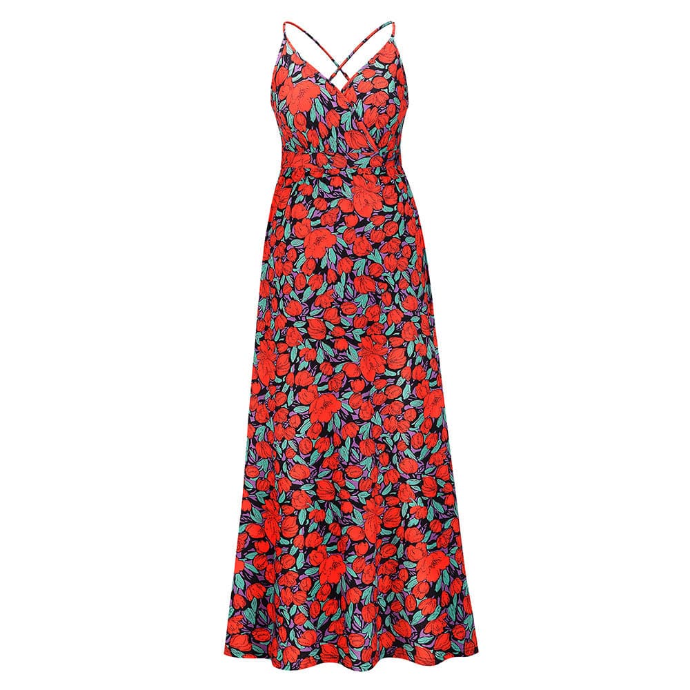 Floral Print Suspenders Bohemia Dresses