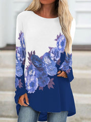 Floral Crew Neck Casual Loose Top T-shirts from CiciCloth