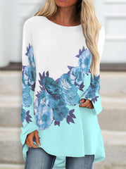 Floral Crew Neck Casual Loose Top T-shirts from CiciCloth