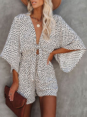 Leopard Print Bowknot Wide Leg Romper