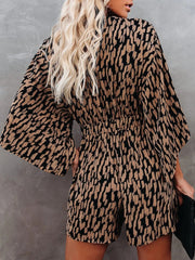 Leopard Print Bowknot Wide Leg Romper