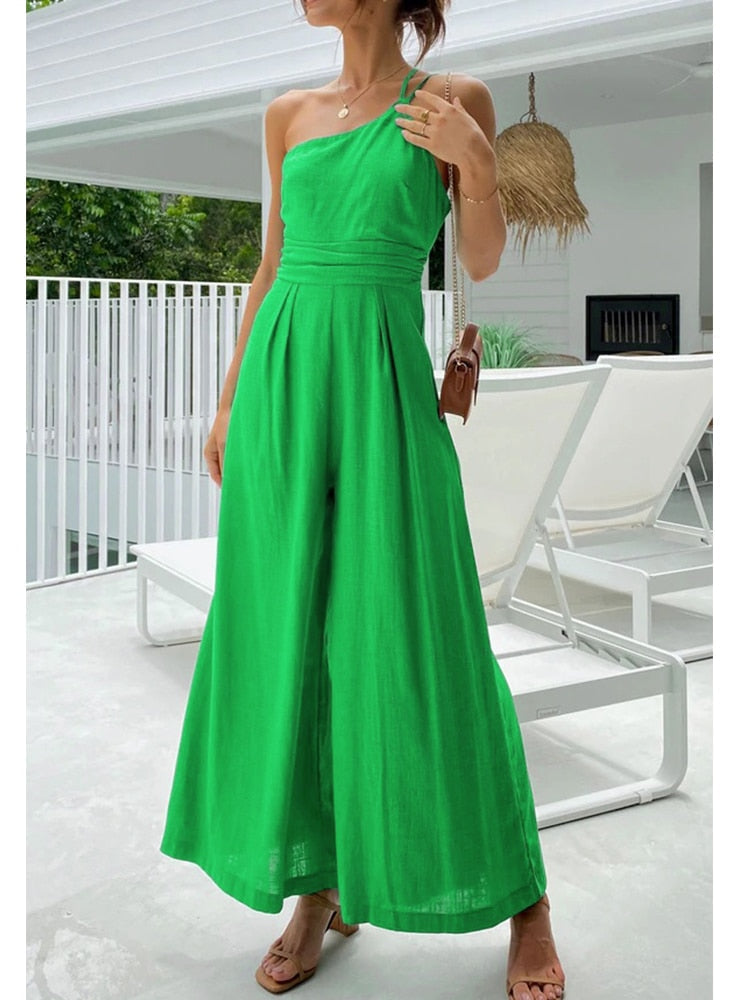 Folds Backless Wide Leg Jumpsuit