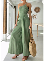 Folds Backless Wide Leg Jumpsuit