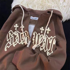 Vintage Goth Embroidery Hoodie