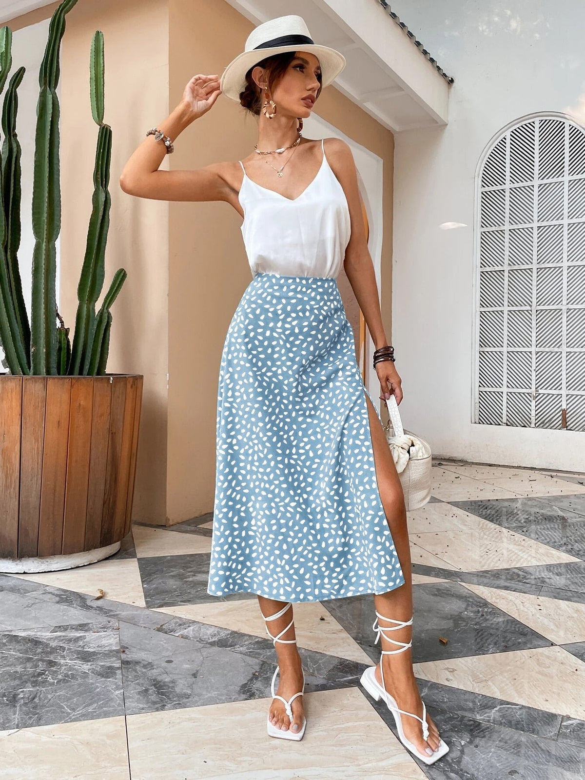 Boho Floral Slit Skirt