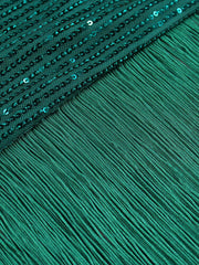 Green Tassel  Irregular Length Sequins Retro Evening Cocktail Party Outfits