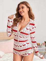 Christmas Printed Pattern Pajama Suit Soft And Comfortable Home Wear Hot Sale S-2XL