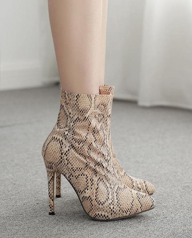 High Heel Snakeskin Martin Boots