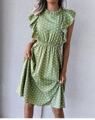 Vintage Dot Print Chiffon Dress