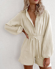 Long Sleeve Pockets Loose Romper