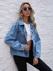 Turn-down Collar Loose Denim Jacket
