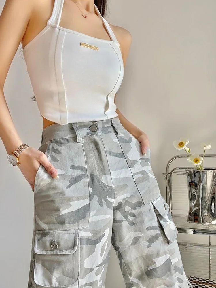 Camouflage Cargo  Y2K Streetwear Hippie Wide Leg Pockets Pant