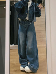 Distressed Blue Baggy  Vintage 90s Wide Leg Denim Y2K Pant
