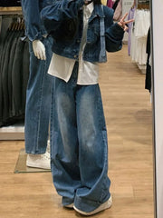Distressed Blue Baggy  Vintage 90s Wide Leg Denim Y2K Pant