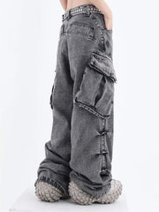 Grunge Cargo Wide Baggy Vintage Oversize Denim Distressed Pant