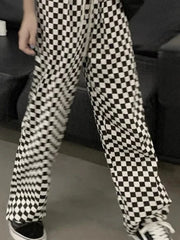 Plaid Korean Fashion Oversized Wide Leg Checked Baggy Pant