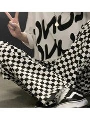 Plaid Korean Fashion Oversized Wide Leg Checked Baggy Pant