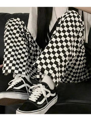 Plaid Korean Fashion Oversized Wide Leg Checked Baggy Pant