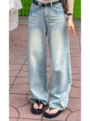 Blue Baggy  Kpop Y2K Vintage Distressed Streetwear Oversize Wide Leg Pant