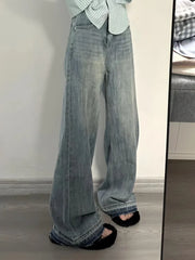 Blue Distressed Y2K Denim  Harajuku Oversize Retro Loose Pant