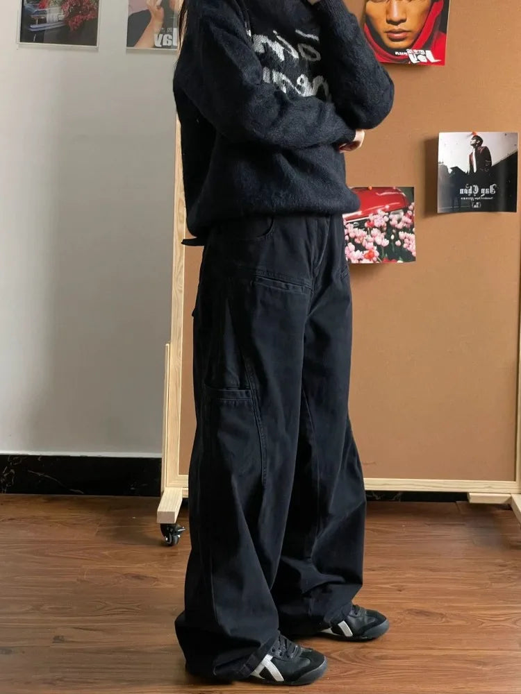 Black Cargo  Japanese Streetwear Oversize Grunge Pant