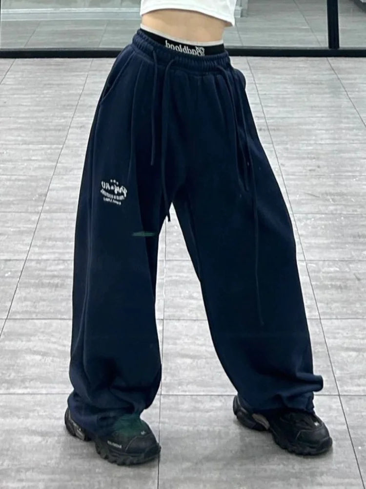 Blue Baggy Jogging Sweatpants  Kpop Y2K Harajuku Hippie Oversize Wide Leg Pant