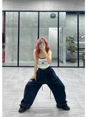 Blue Baggy Jogging Sweatpants  Kpop Y2K Harajuku Hippie Oversize Wide Leg Pant
