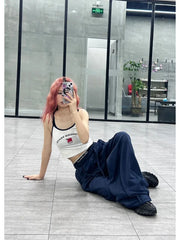 Blue Baggy Jogging Sweatpants  Kpop Y2K Harajuku Hippie Oversize Wide Leg Pant