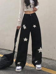 Retro Print Black Cargo Gothic Punk Oversize Pant