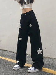 Retro Print Black Cargo Gothic Punk Oversize Pant