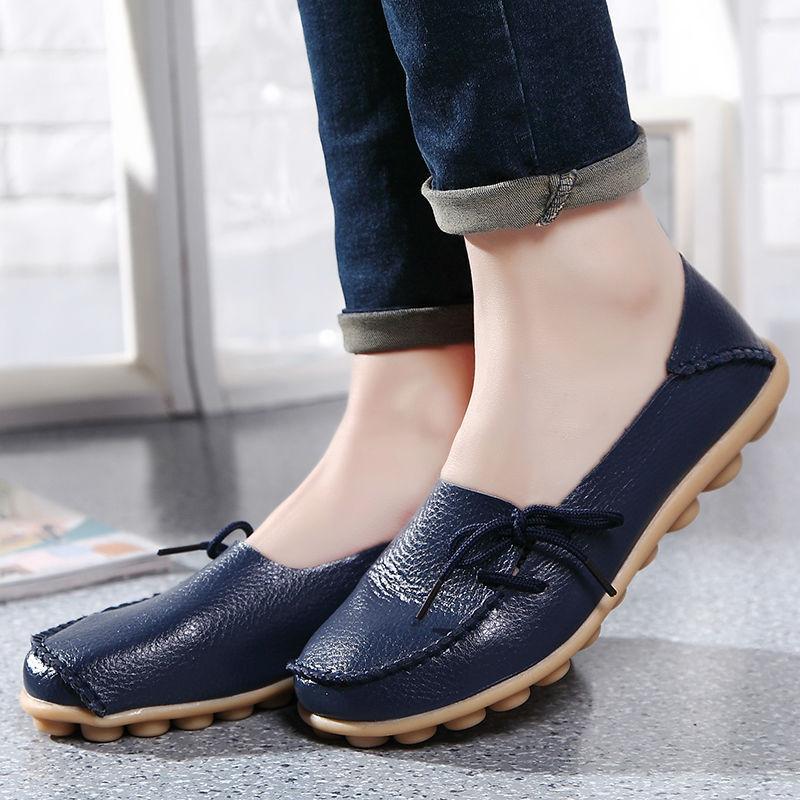 Full Grain Leather Moccasins Mother Loafers Flats