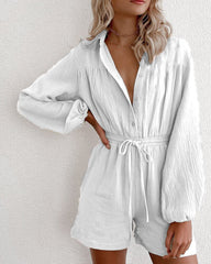 Long Sleeve Pockets Loose Romper