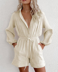 Long Sleeve Pockets Loose Romper