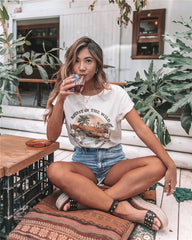 Boho Trees Letter Print Tee
